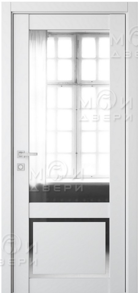 межкомнатная царговая пвх дверь Модель: М-232 Цвет: Белый эмалит/парящая филенка